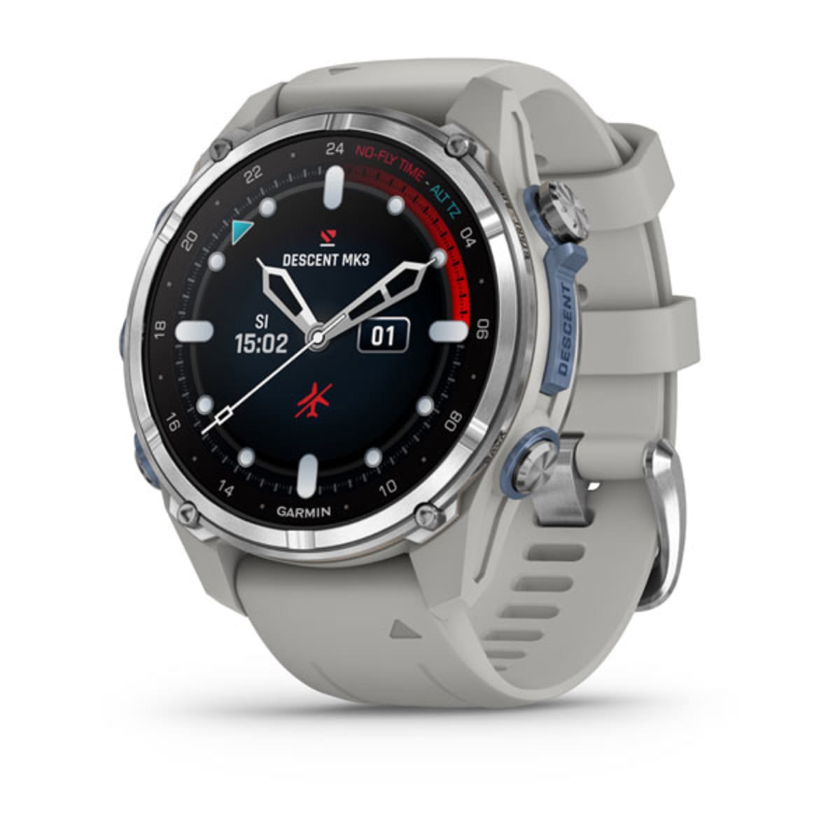 Часы Garmin Descent Mk3 - 43 mm Stainless Steel / Fog Gray Silicone Band
