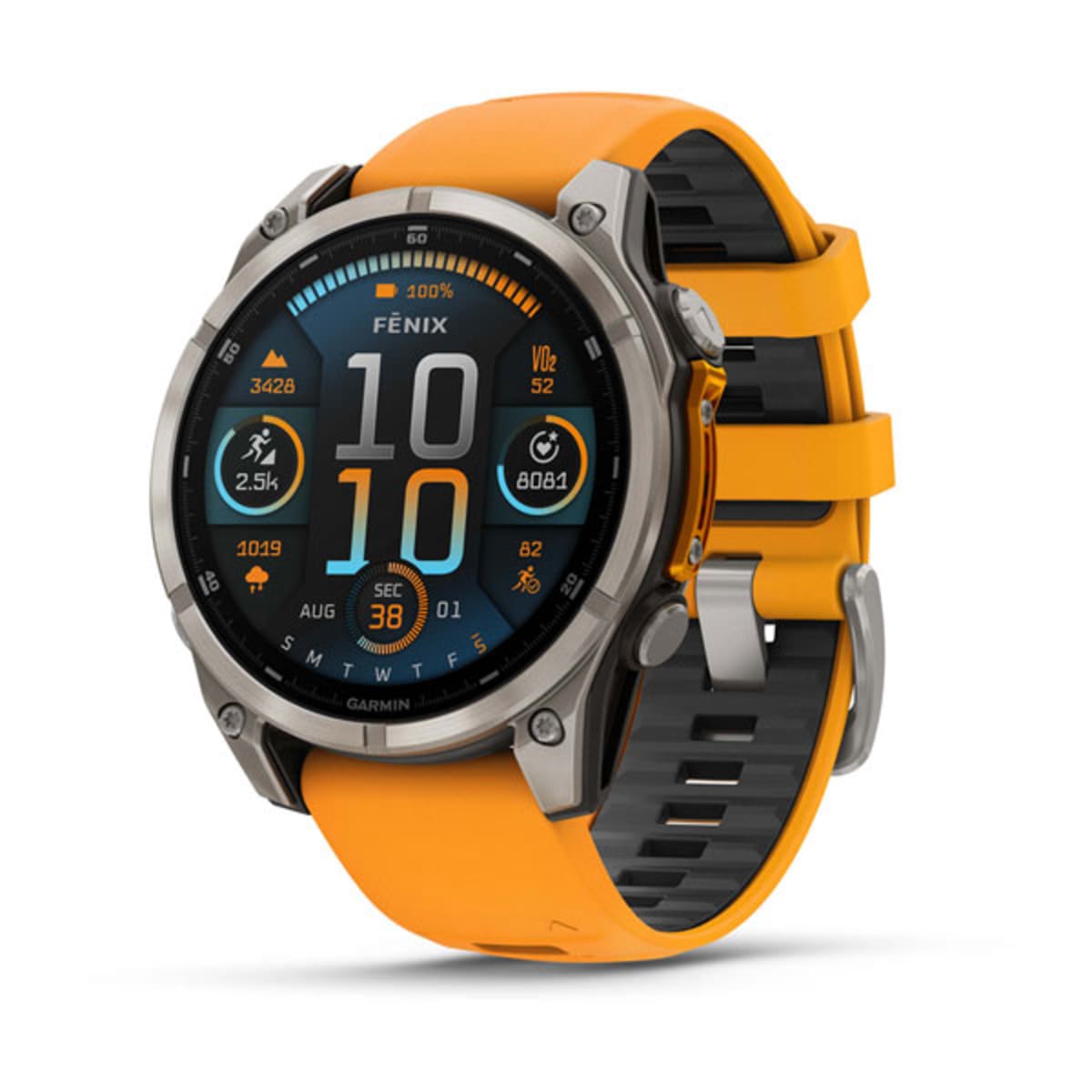 Часы Garmin Fenix 8 - 47 mm AMOLED Sapphire Titanium Spark Orange / Graphite