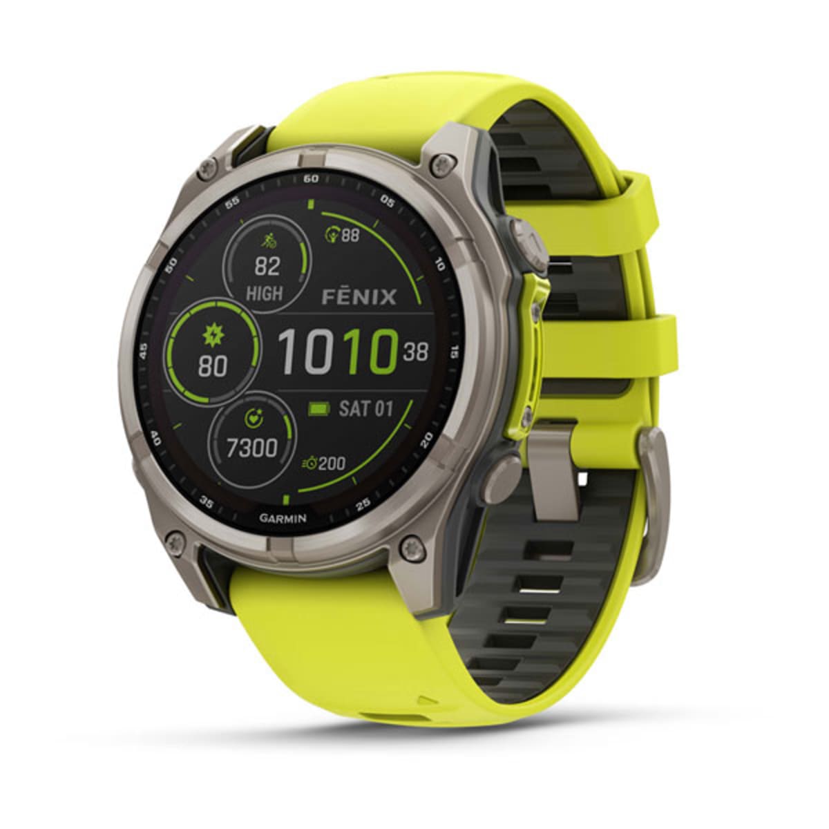 Часы Garmin Fenix 8 - 47 mm Solar Sapphire Titanium Amp Yellow / Graphite