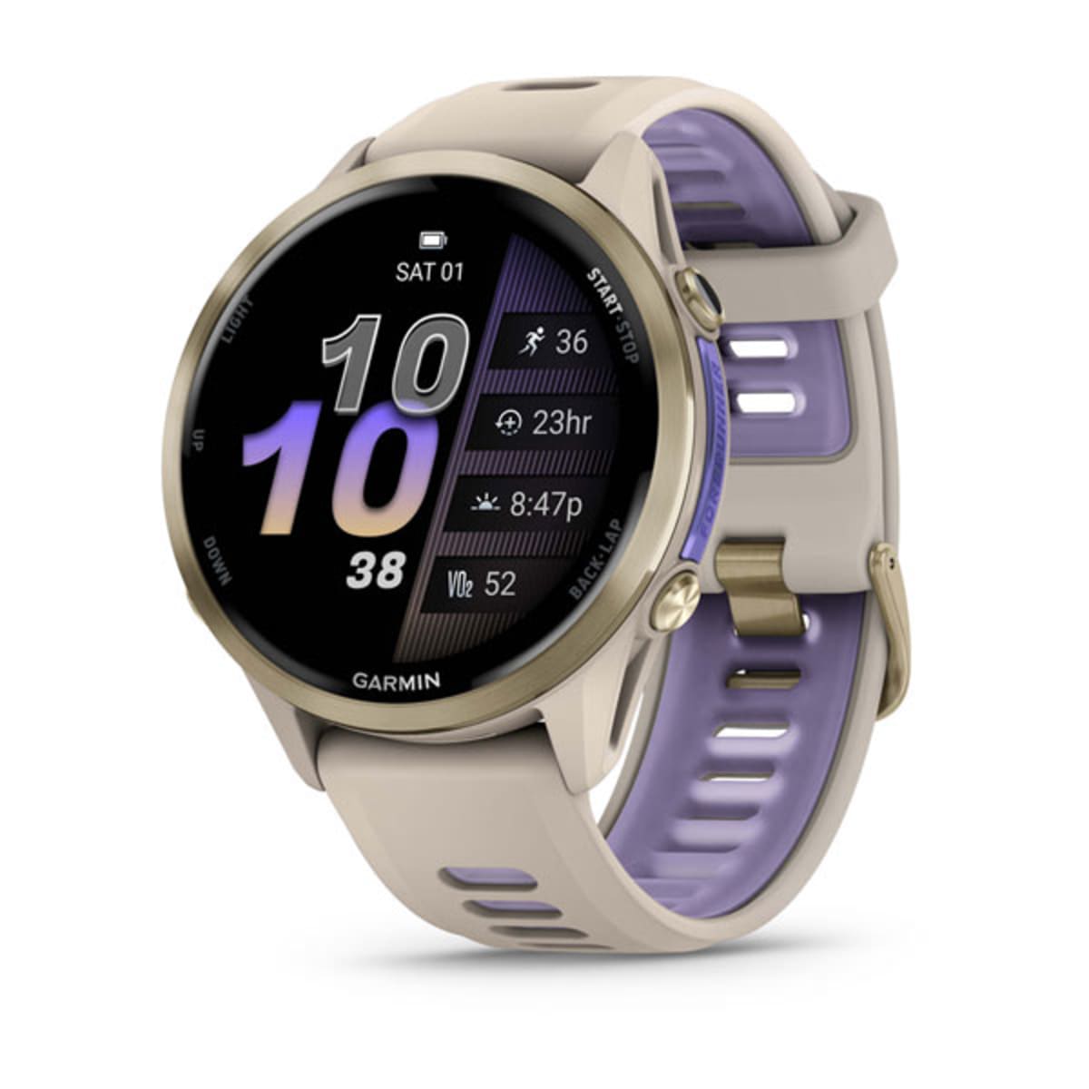 Часы Garmin Forerunner 970 Soft Gold Titanium French Gray / Translucent Indigo