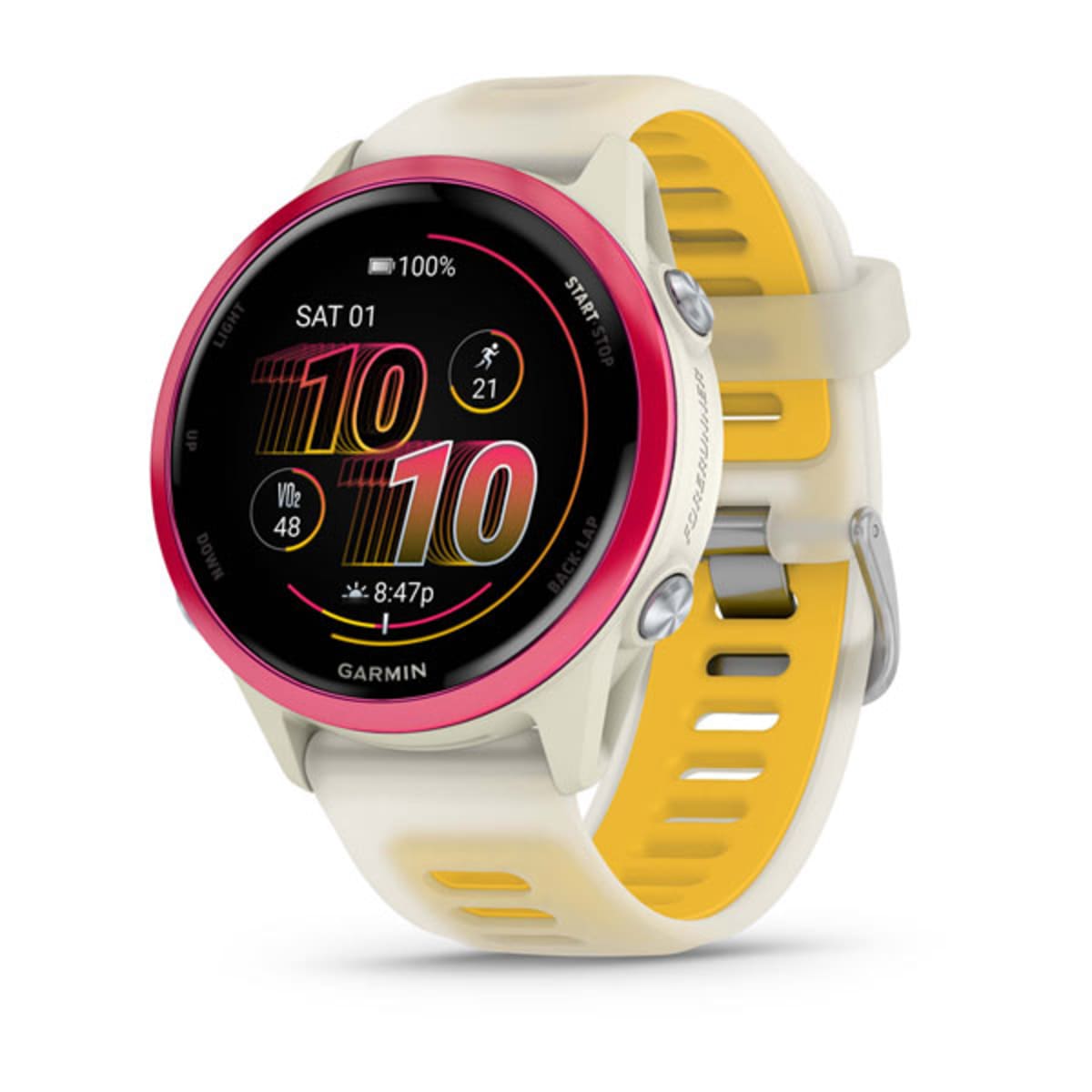 Часы Garmin Forerunner 570 - 42 mm Raspberry Aluminum Translucent Bone / Mango
