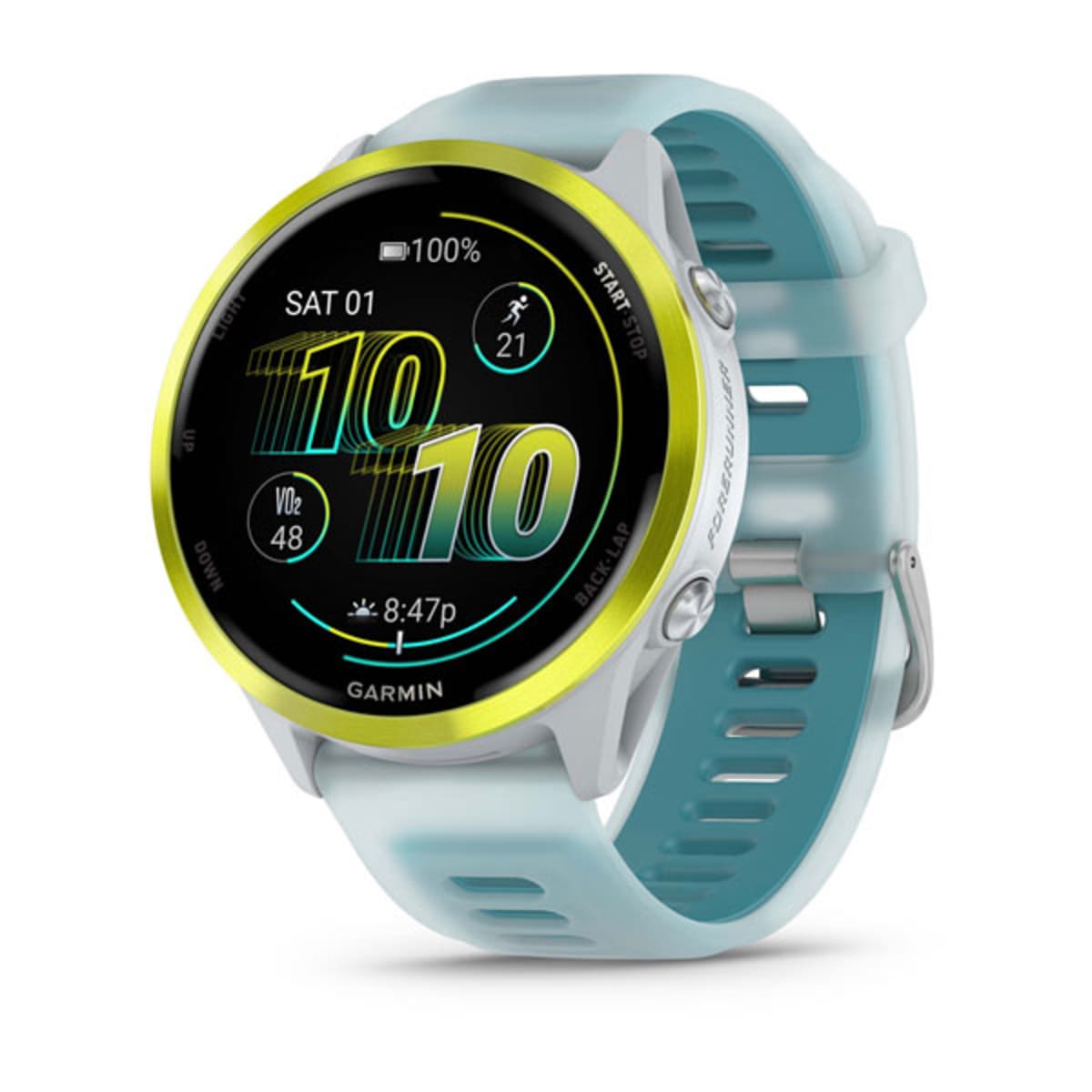 Часы Garmin Forerunner 570 - 47 mm Amp Yellow Aluminum Translucent Whitestone / Turquoise