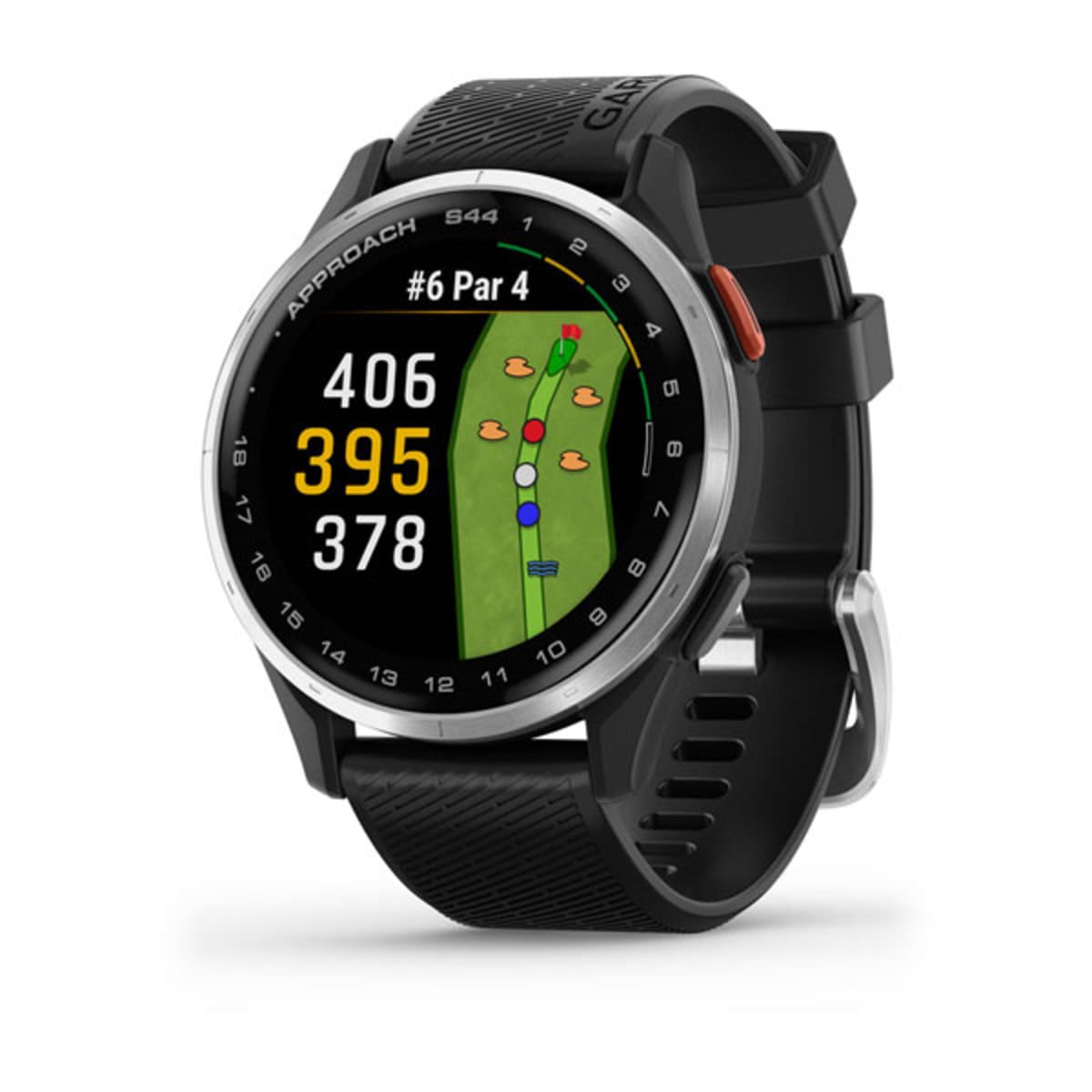 Часы Garmin Approach S44 Silver / Black Silicone Band