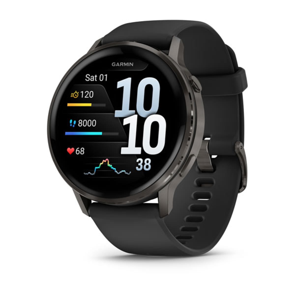 Часы Garmin Venu 4 - 45mm Slate / Black Silicone