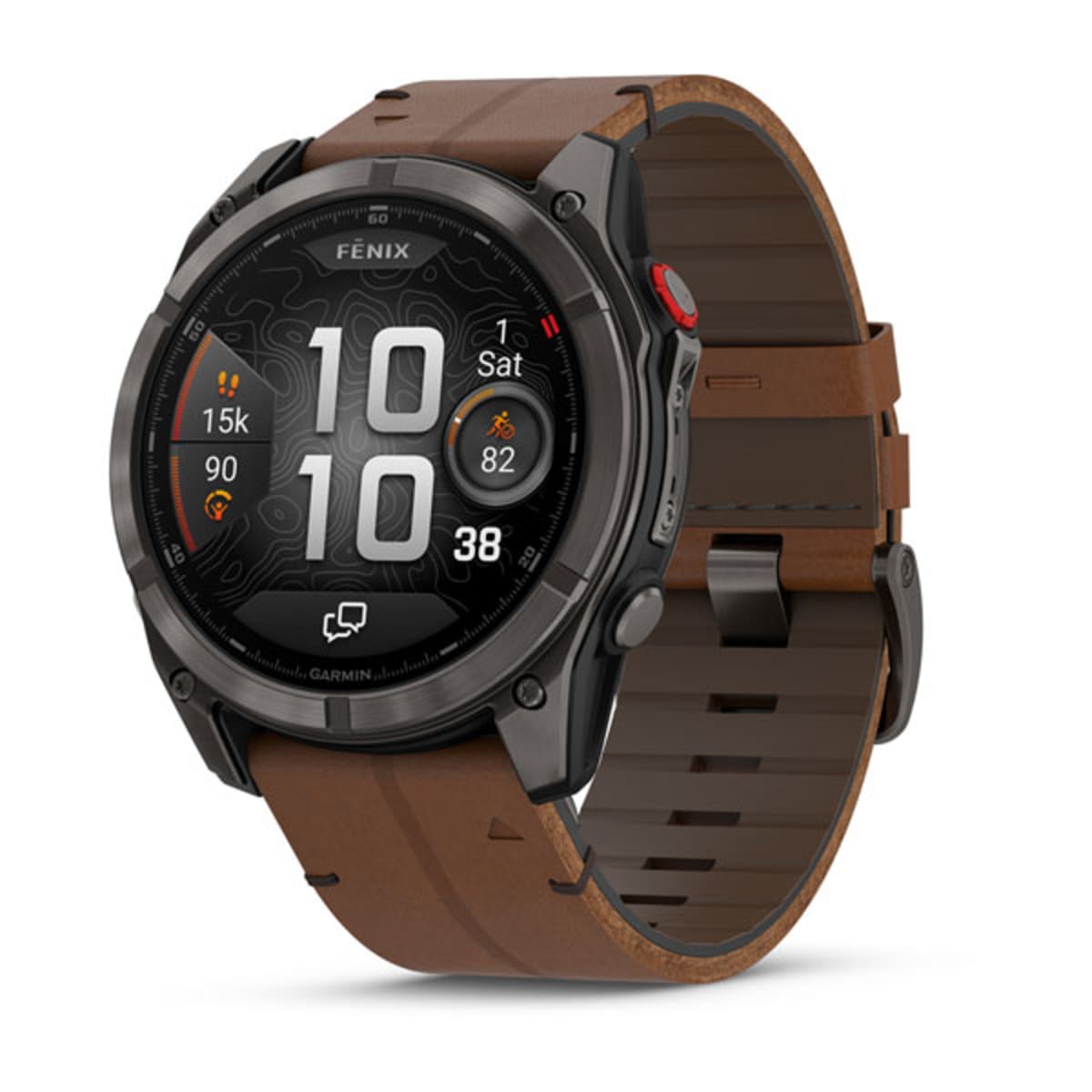 Часы Garmin Fenix 8 Pro - 51 mm AMOLED Sapphire Carbon Gray DLC Titanium / Chestnut Leather Band