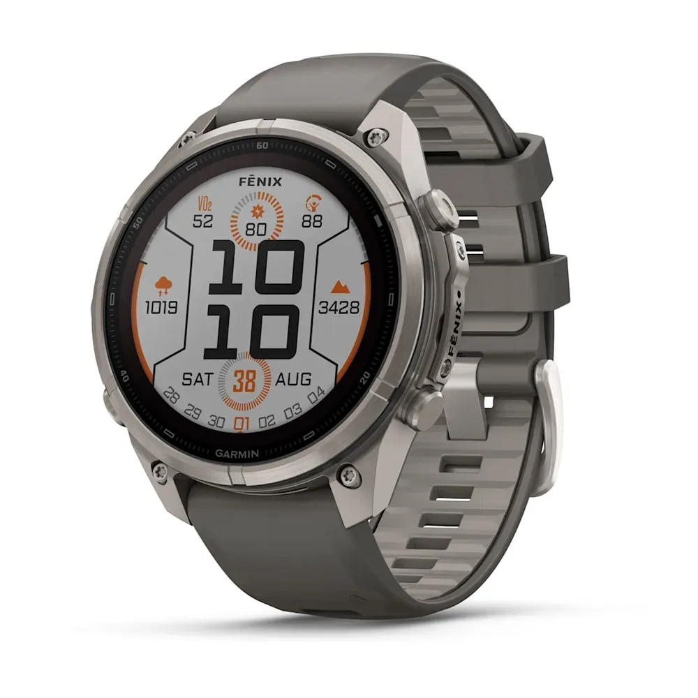 Часы Garmin Fenix 9 Pro - 47mm, Solar, No inReach, Titanium with Pebble Gray/Silver Gray Silicone Band