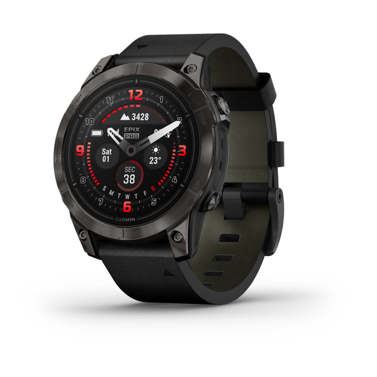 Часы Garmin Epix Pro (Gen 2) Sapphire Edition 47 mm Carbon Gray DLC Titanium Black Leather Band